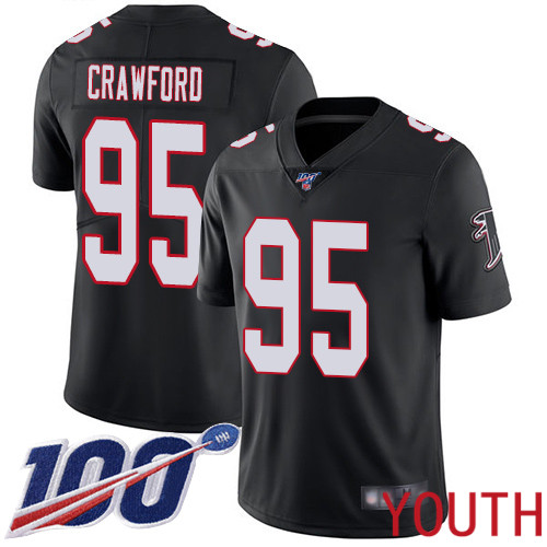 Atlanta Falcons Limited Black Youth Jack Crawford Alternate Jersey NFL Football #95 100th Season Vapor Untouchable
